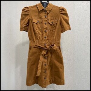 Chelsea & Violet Brown Puff Sleeve Belted Dress